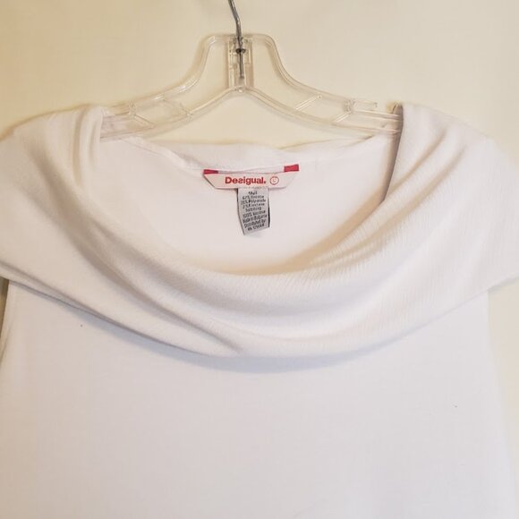 Desigual Boho Women's Sz L Sleeveless Shift Dress Relaxed Cowl Neck Whit… - Picture 2 of 7